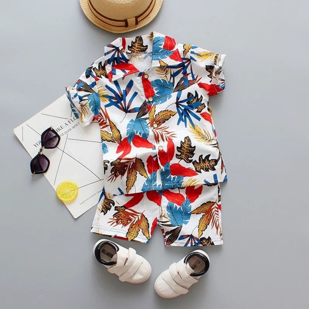 “ OH LOT OF” Boys summer 2piece set #tropical #floral #multicolor
